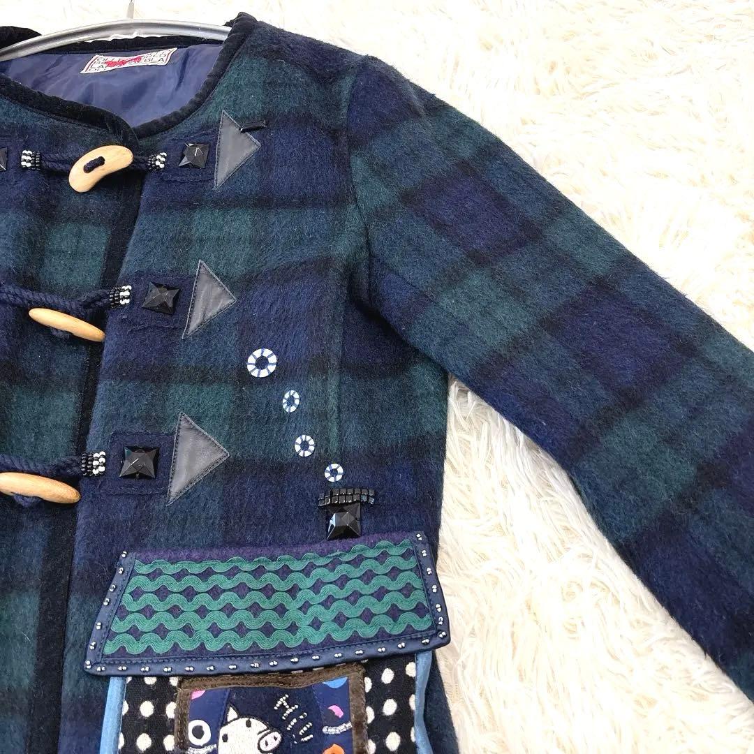 OLLEBOREBLA チェック柄 ダッフルコート風 ウール混 ジャケット