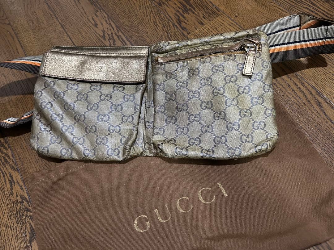 GUCCI ゴールド GGパターン ボディバッグ
