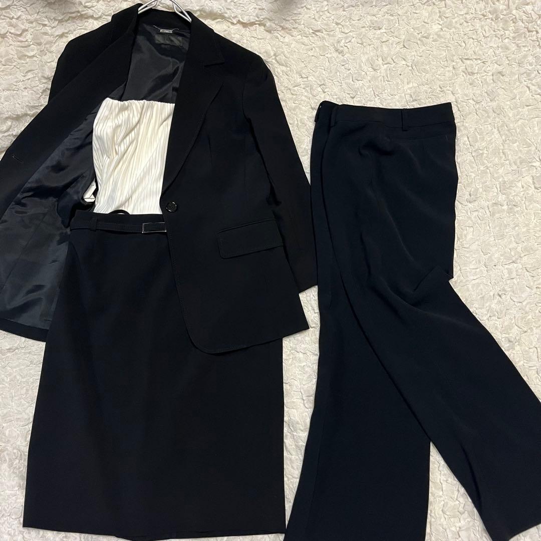 希少 15号 3L【ICB】表裏ストレッチ パンツ スカート スーツ 4点セット