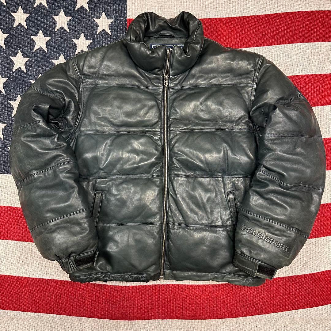 超スペシャル 90s POLO SPORT ダウンレザージャケット 短丈 本革