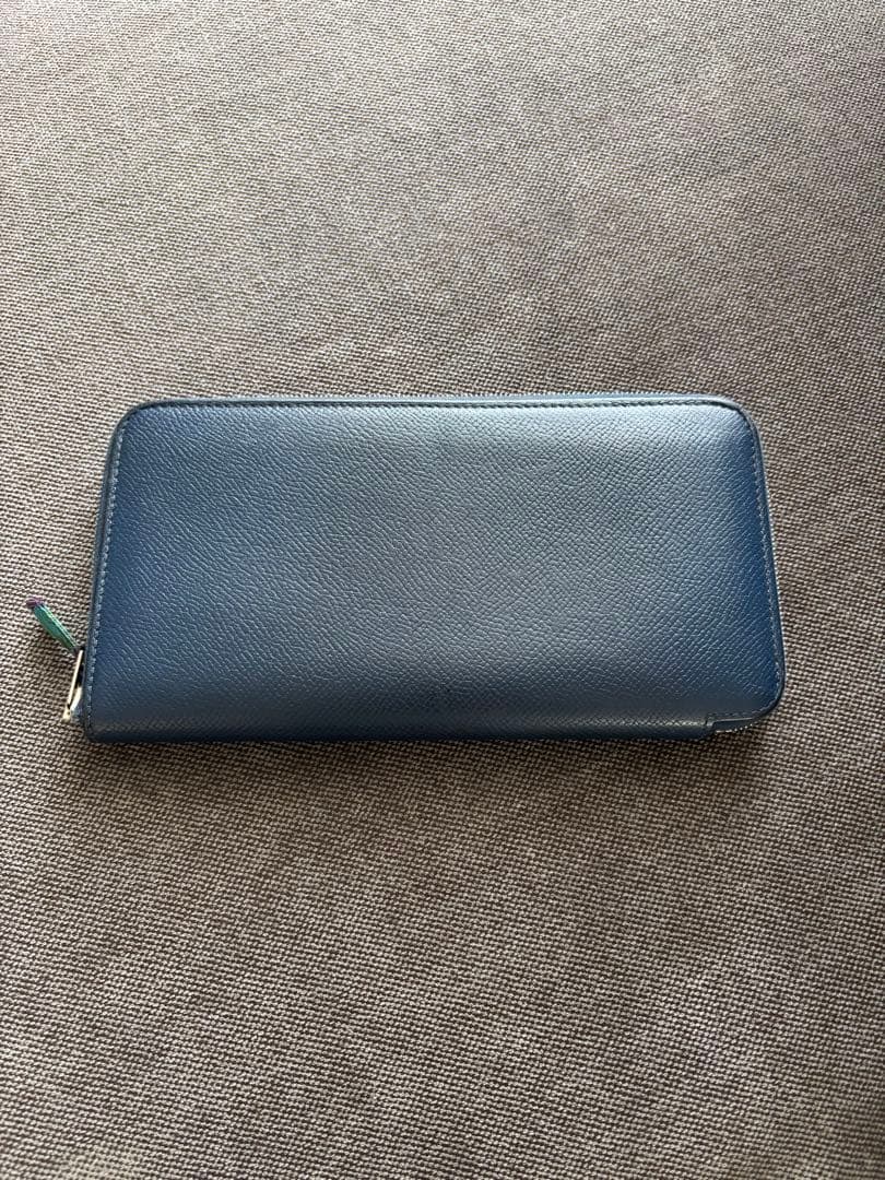エルメス　長財布　シルクイン　ブルー
