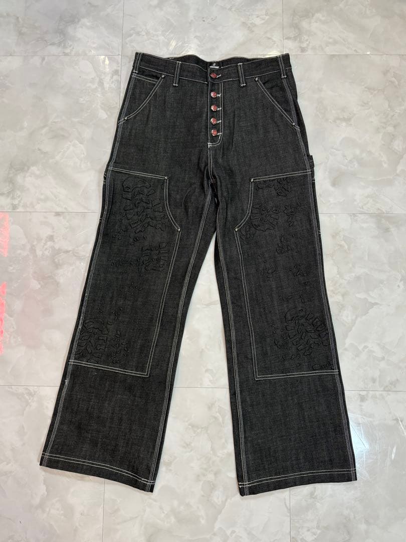 HAS2SONS ダークデニム ワイドレッグパンツ