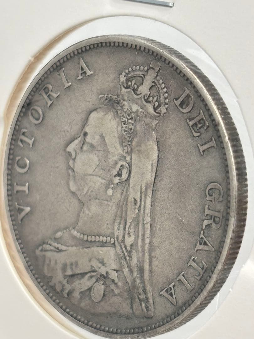 1889年大英帝国ジュベリーヘッドビクトリア女王 ダブルフローリン銀貨