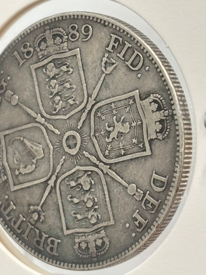 1889年大英帝国ジュベリーヘッドビクトリア女王 ダブルフローリン銀貨