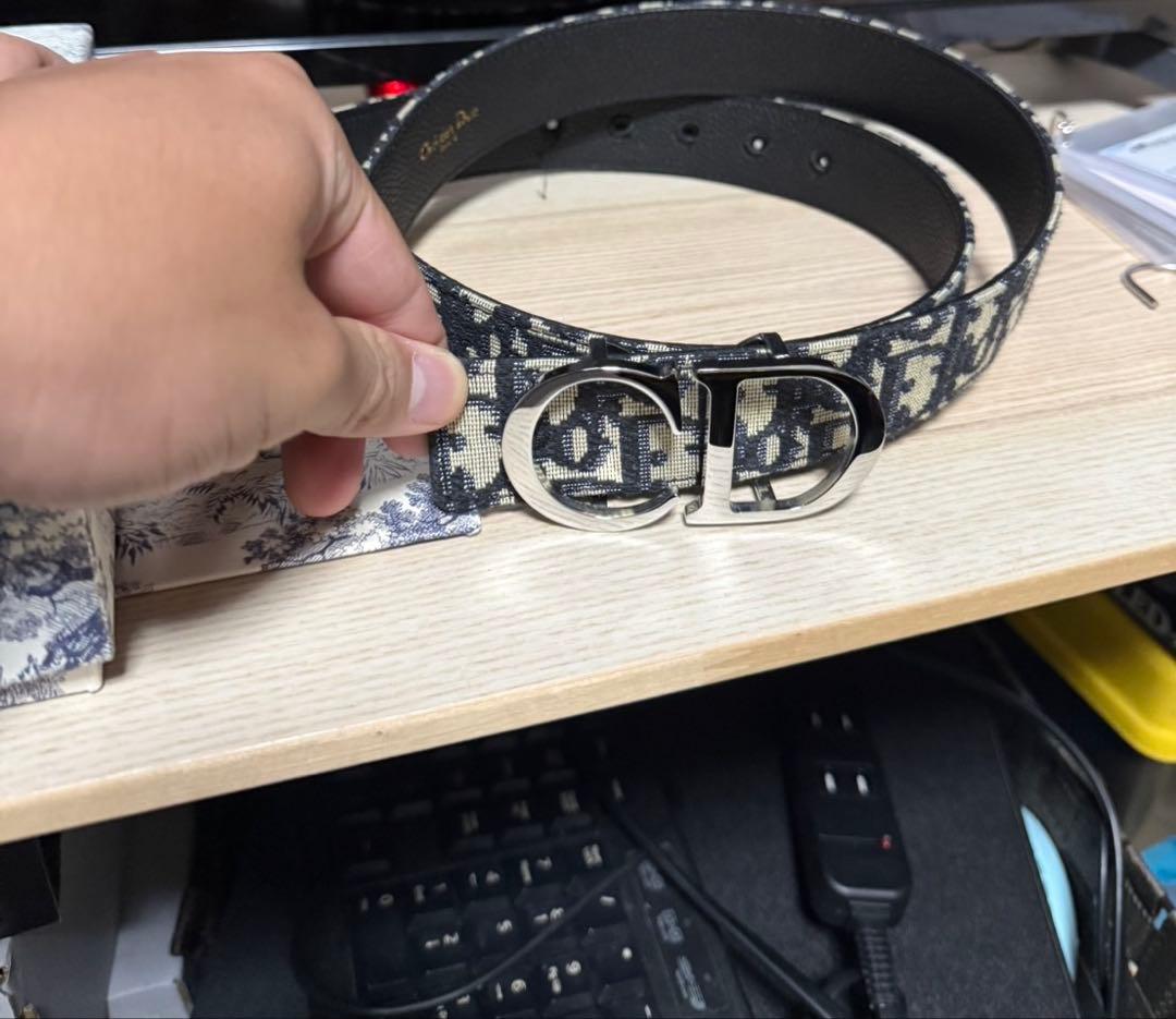 Dior レザーベルト 黒/ベージュ　85値下げ⭕️