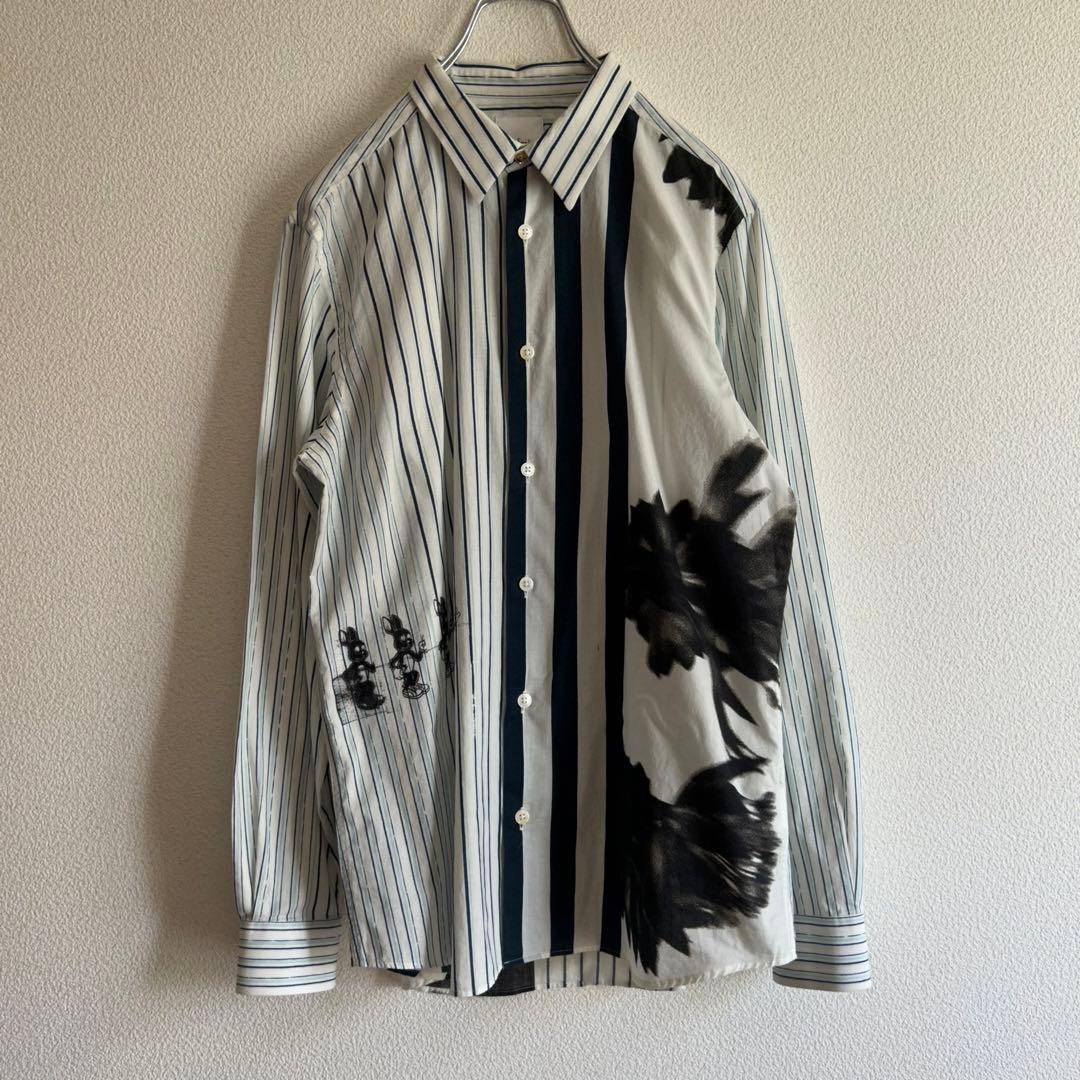 現行タグ Poul Smith ポールスミス シャツ アシンメトリー ストライプ