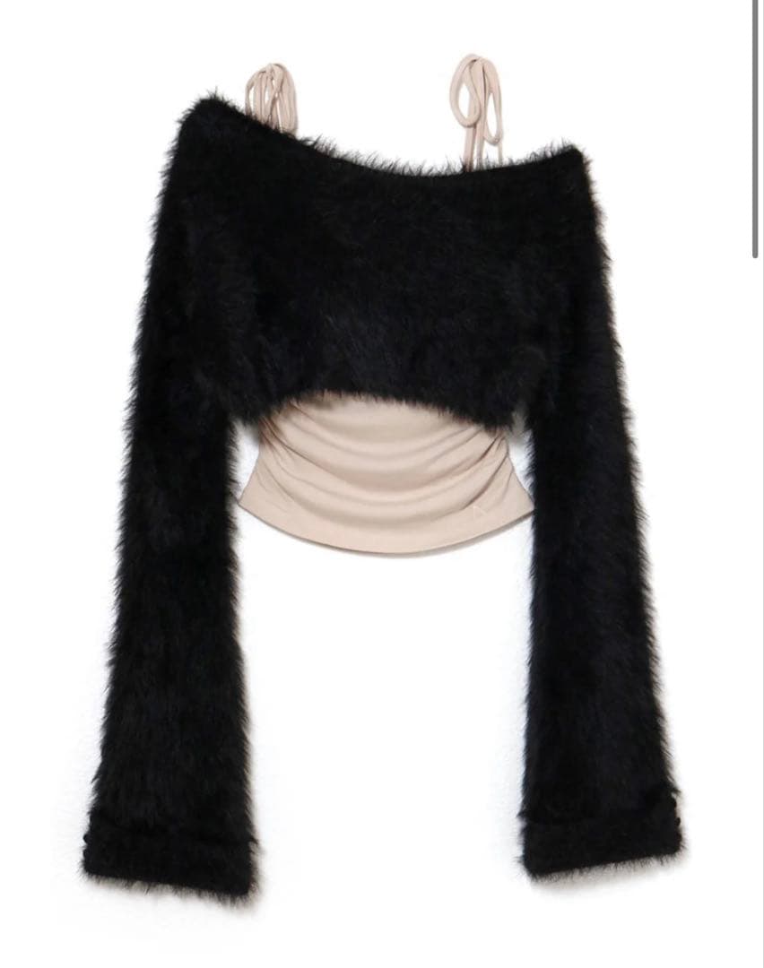 トップス andmary Aniya fluffy knit set black