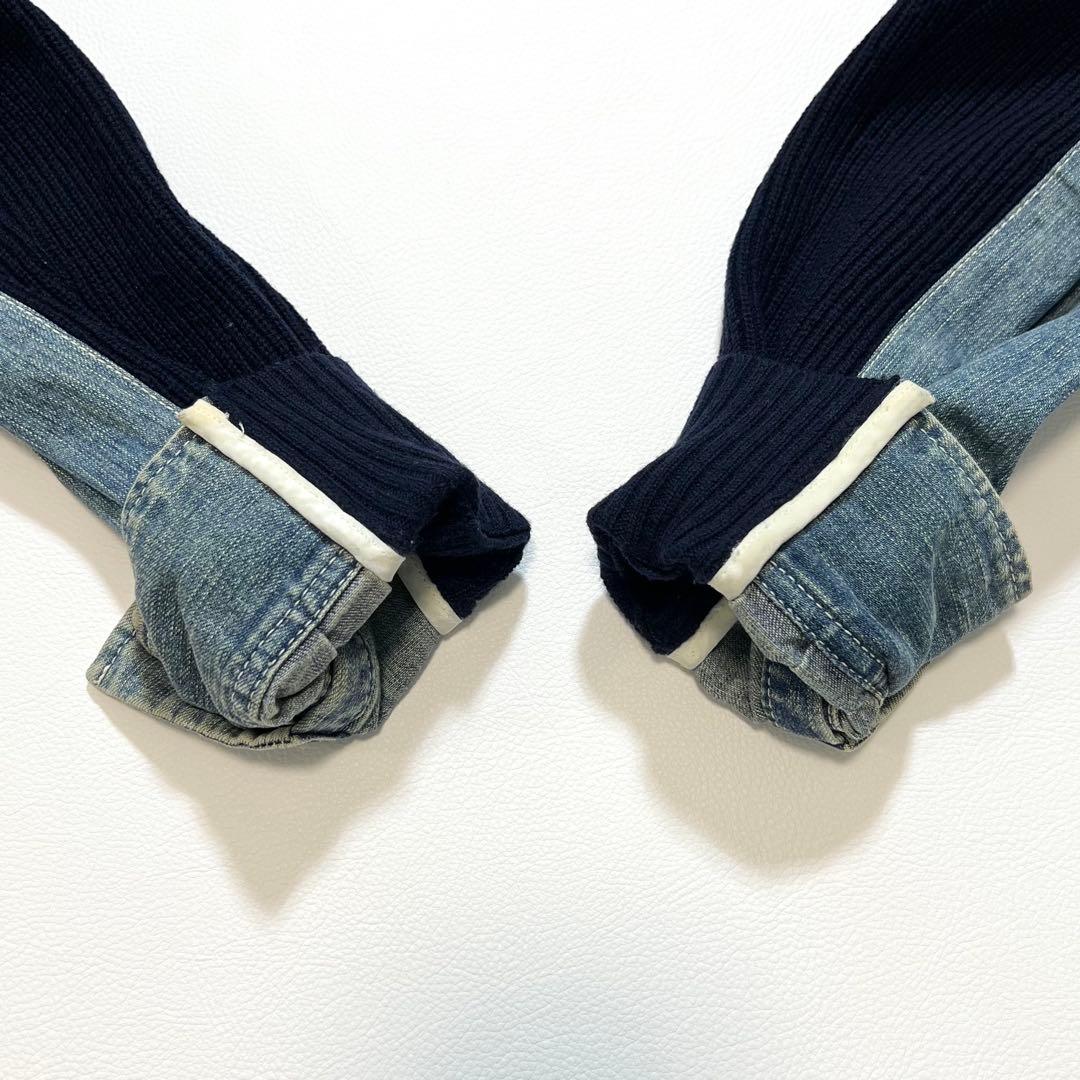 3340【美品】サカイ　ドッキングデニムシャツ リブニット　異素材　インディゴ