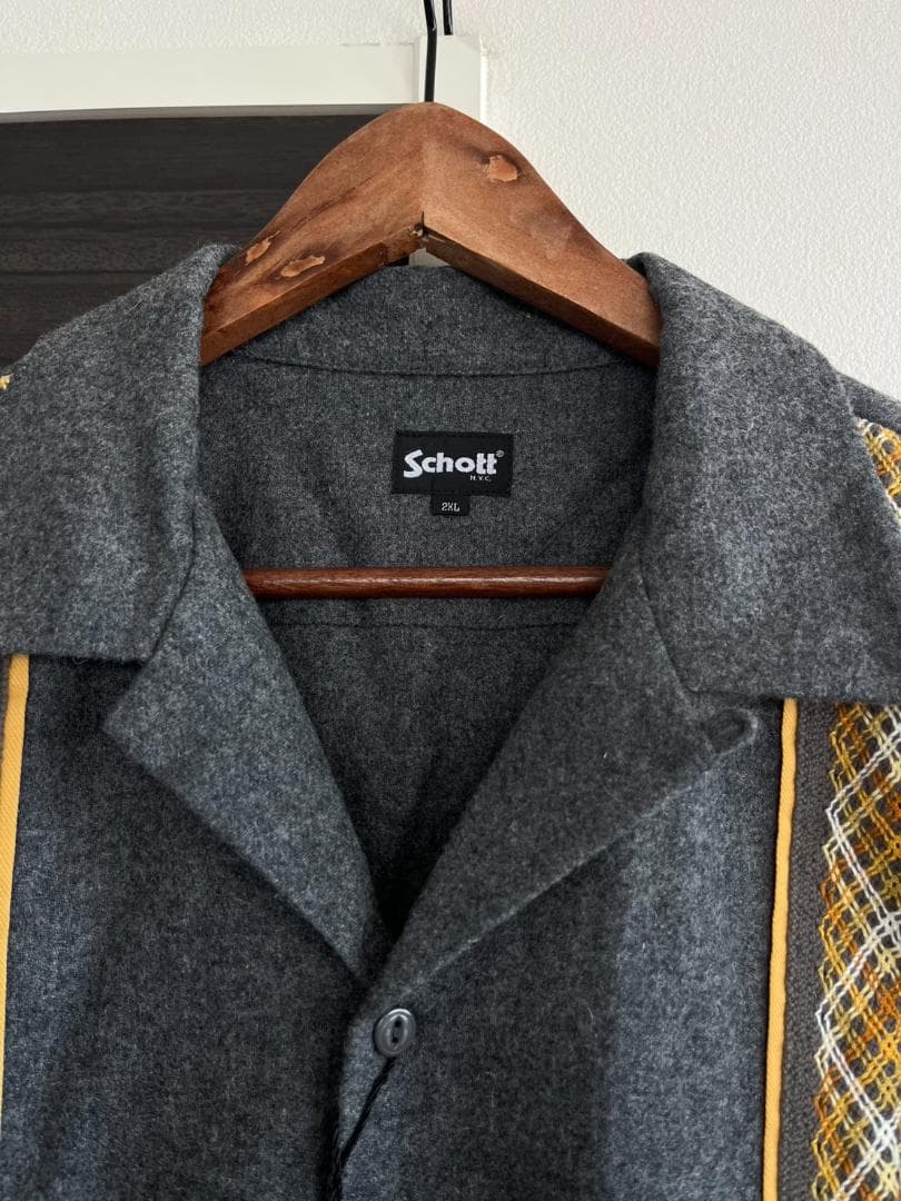 2XL 新品　定価24200円　Schott 2TONE WOOL SHIRT