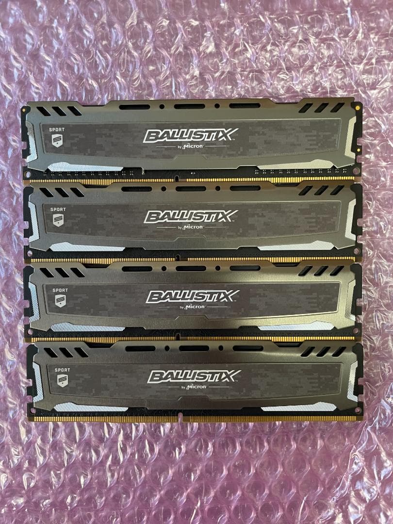 メモリ 8GB×4枚=32GB DDR4-2666 Crucial製 動作保証