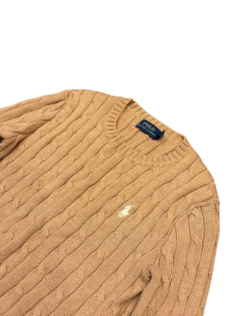 【極美品】ポロラルフローレン大人気カラーコットンケーブルセーター ホワイトポニー