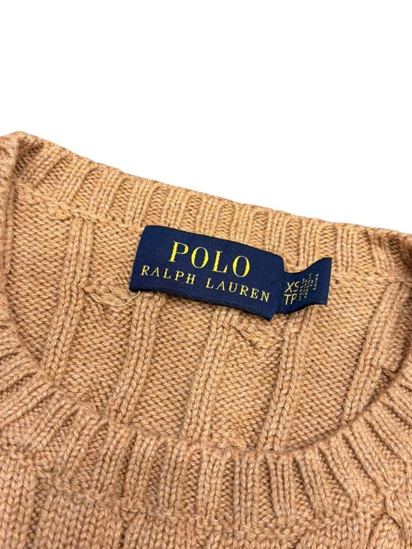 【極美品】ポロラルフローレン大人気カラーコットンケーブルセーター ホワイトポニー