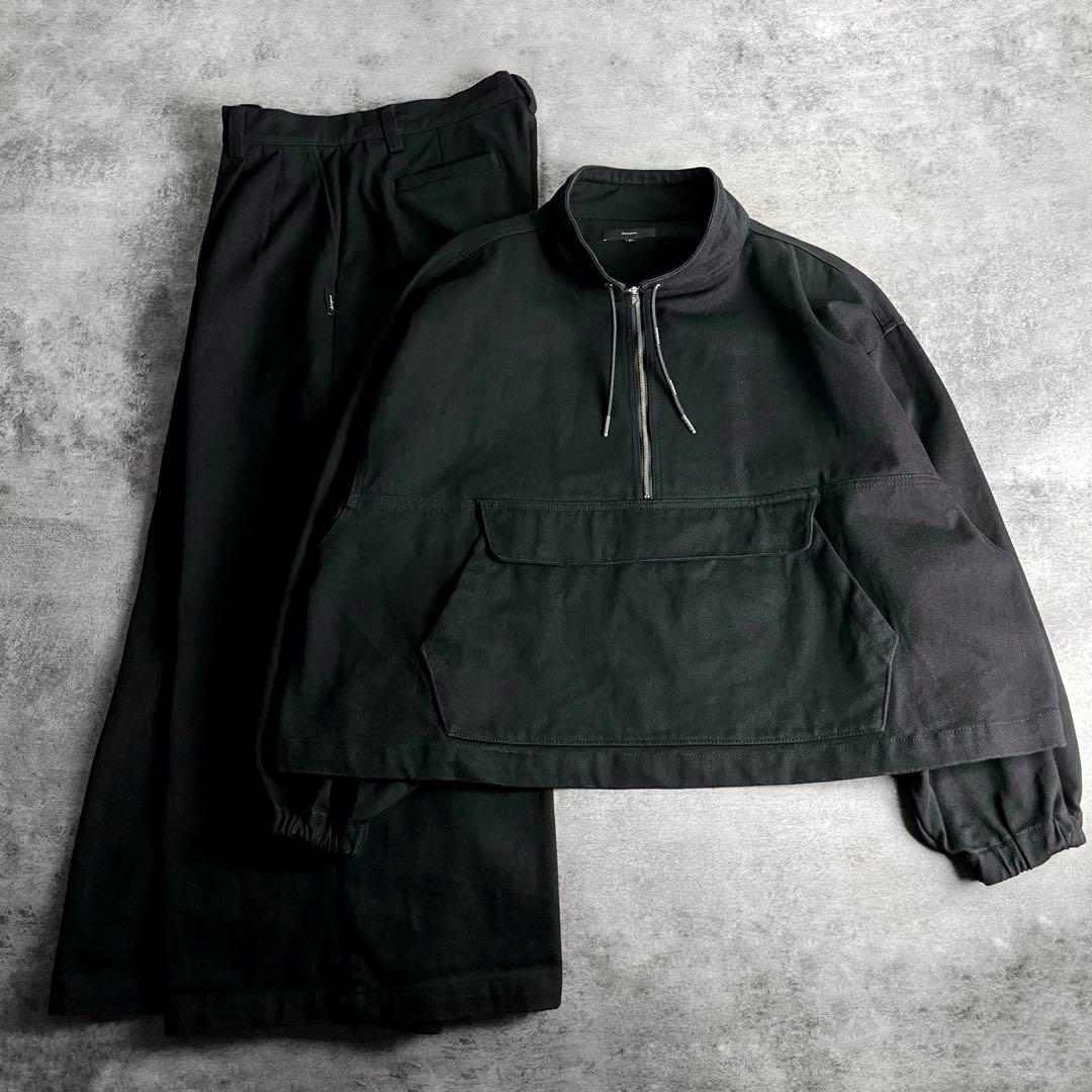 harapeco twill セットアップ ハーフジッププルオーバー パンツ 黒