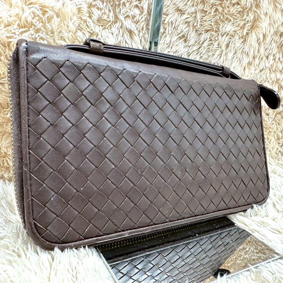 【美品】BOTTEGA VENETA オーガナイザー ブラウン イントレチャート