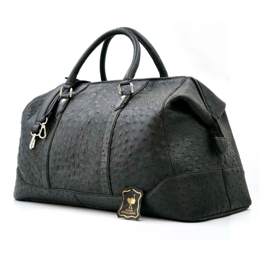 【美品 高級◎】本革オーストリッチ ボストンバッグ 2way 斜め掛け 大容量