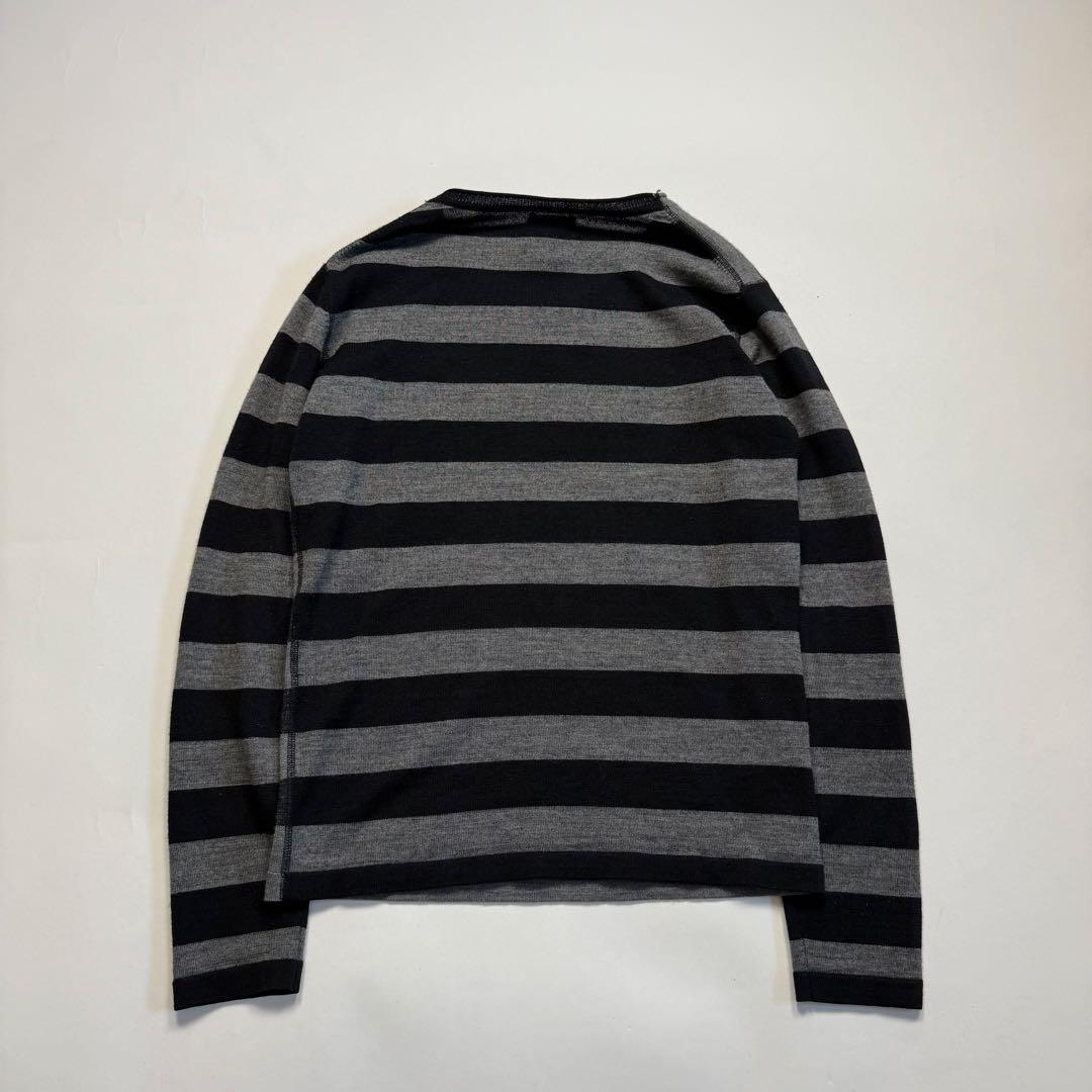 トップス 2000s PPFM border crew neck knit sweater
