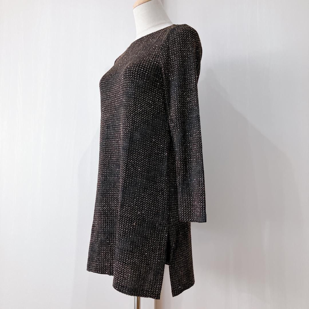 【極美品】コルソロッソ　ラメトップスサイドスリット　イタリア製長袖ワンピース