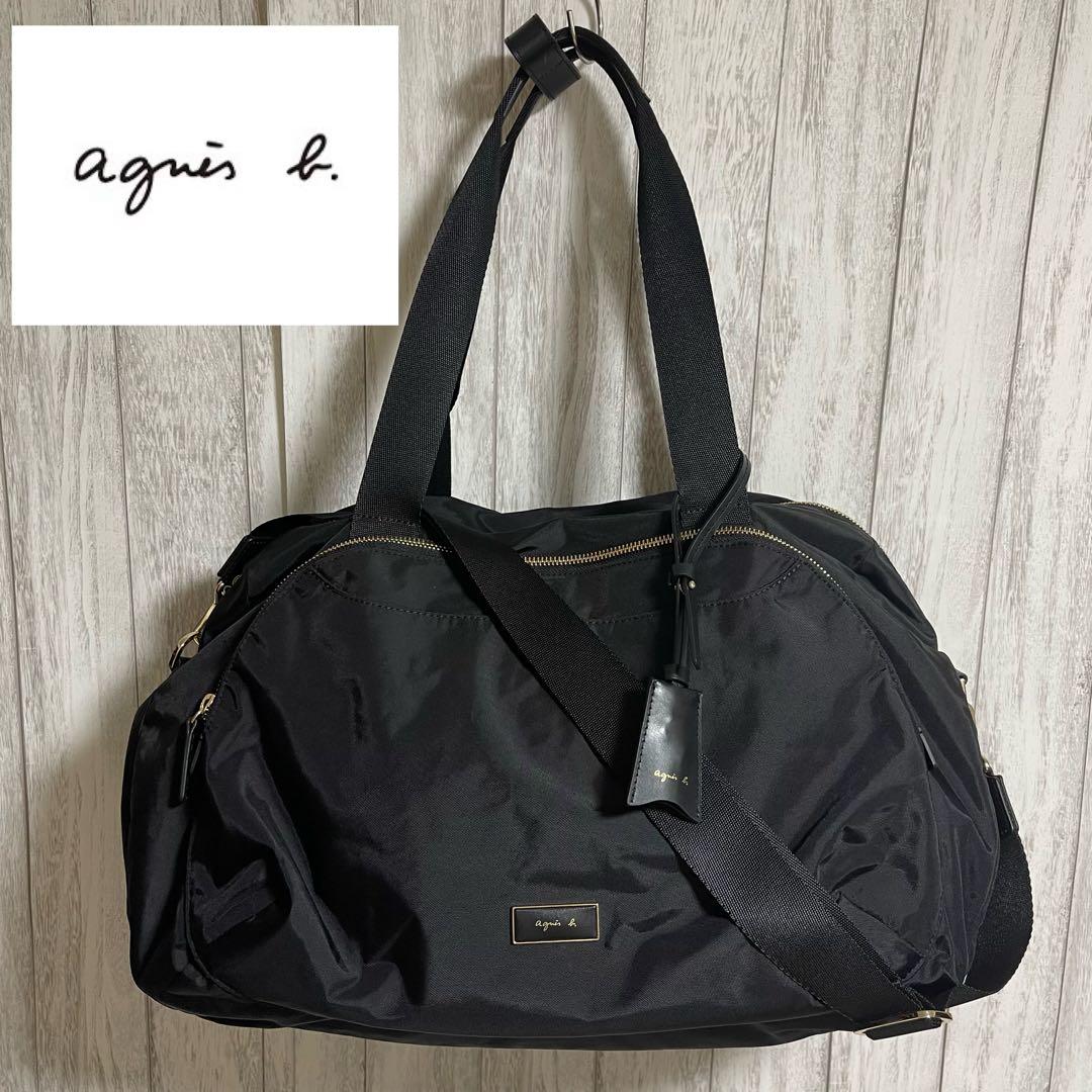 スマイリー  アニエスベー　ナイロン 2WAYボストンバッグ　ブラック
