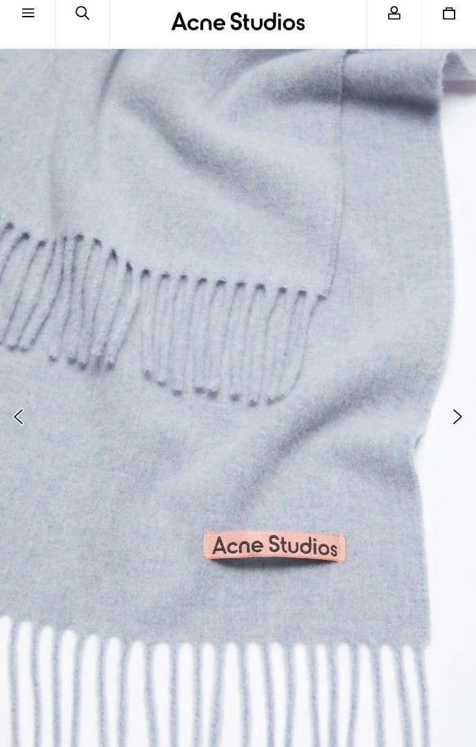 Acne Studios ライトブルー マフラー フリンジ付き