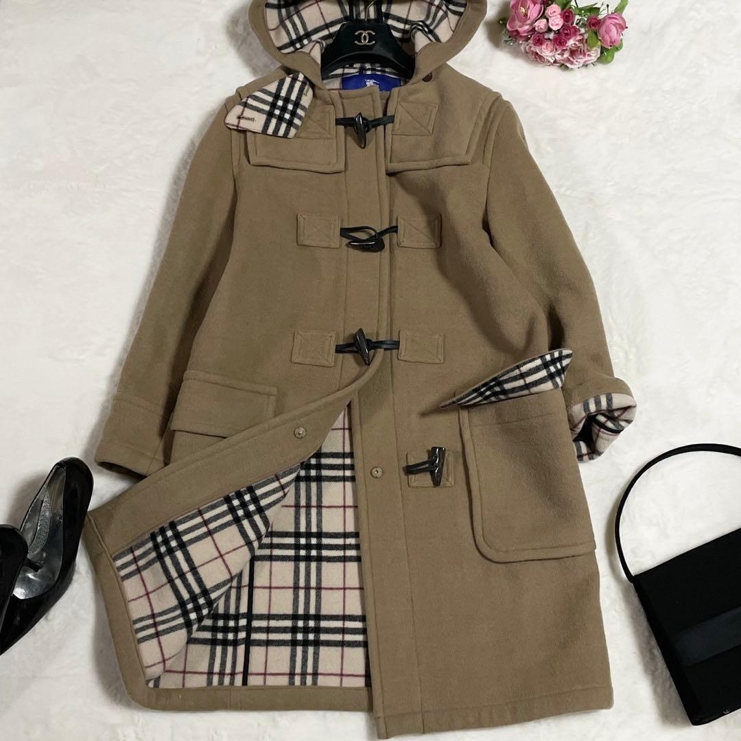 極美品● バーバリーブルーレーベル ダッフルコート ノバチェック ベージュ 38
