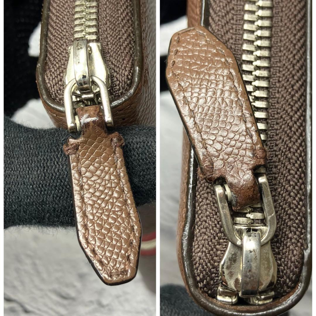 美品✨バリー トレインスポッティング シボ革 ロゴ金具 ラウンドジップ 長財布