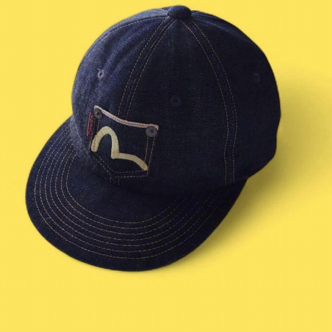 【美品】 EVISU デニム ポケット キャップ エヴィス カモメ 刺繍