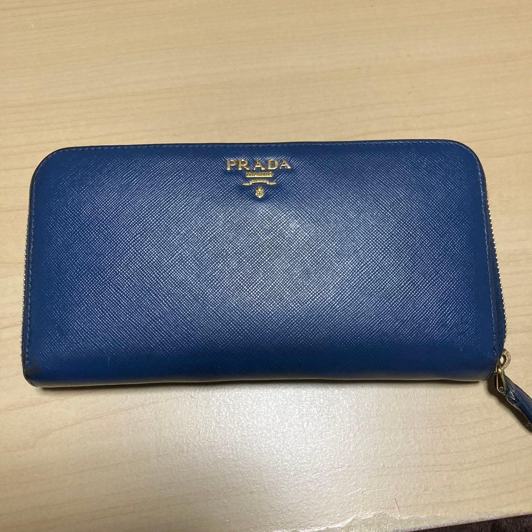 PRADA 青 長財布