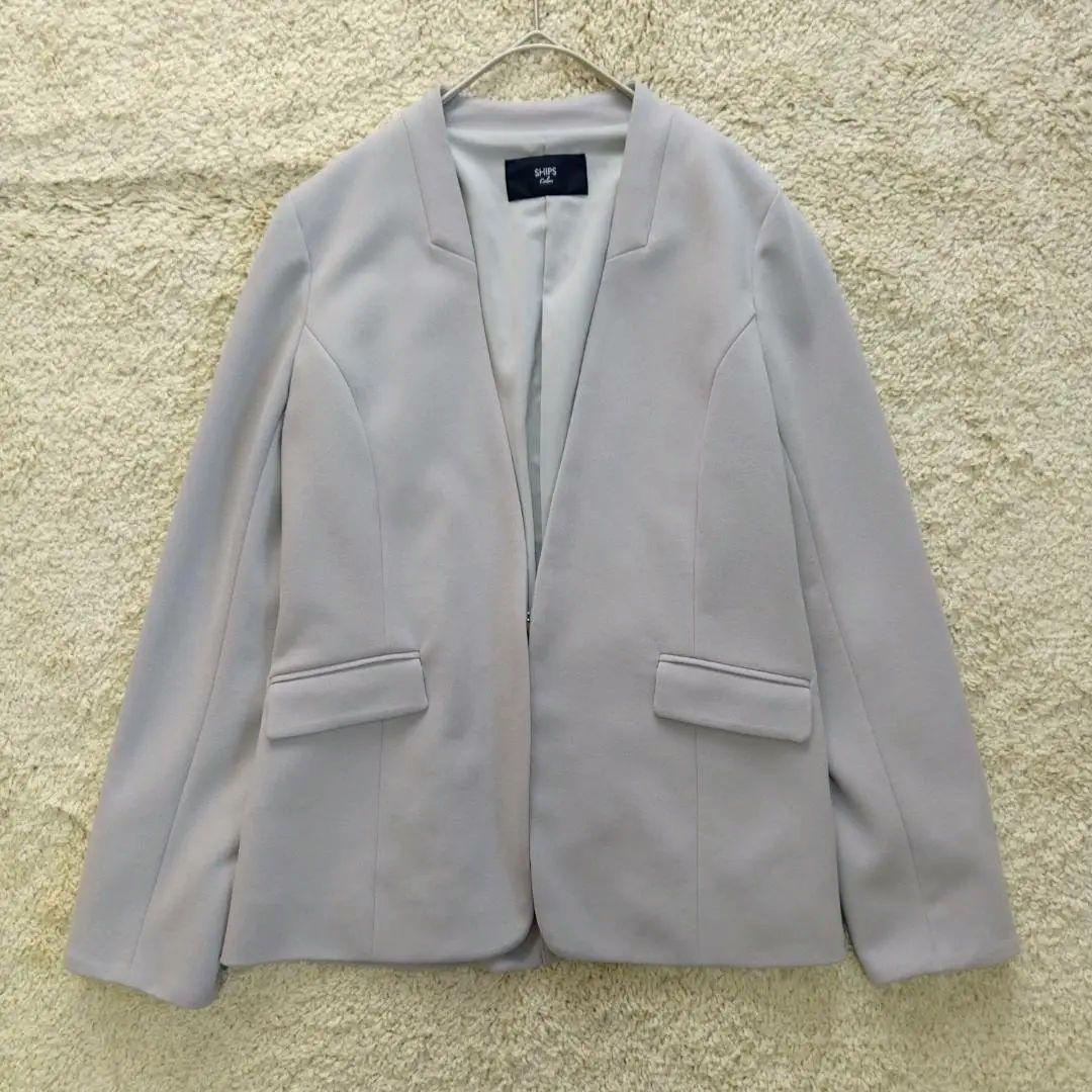 SHIPS シップス ノーカラーセットアップ 伸縮性 ボタンレス スーツ