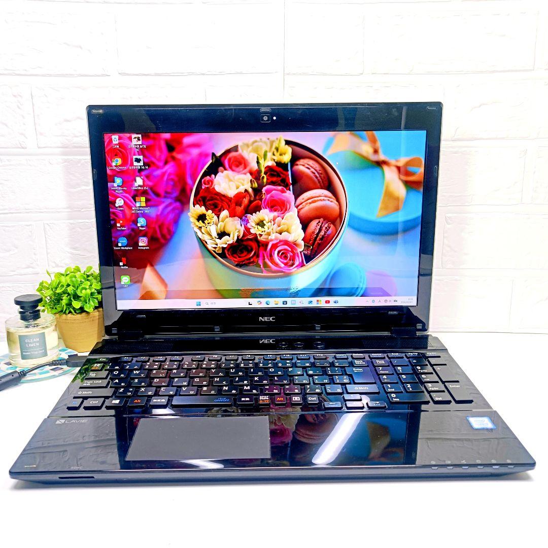 超大容量1TB‼️YouTube✨オフィス✨カメラ付き黒ノートパソコン✨設定済