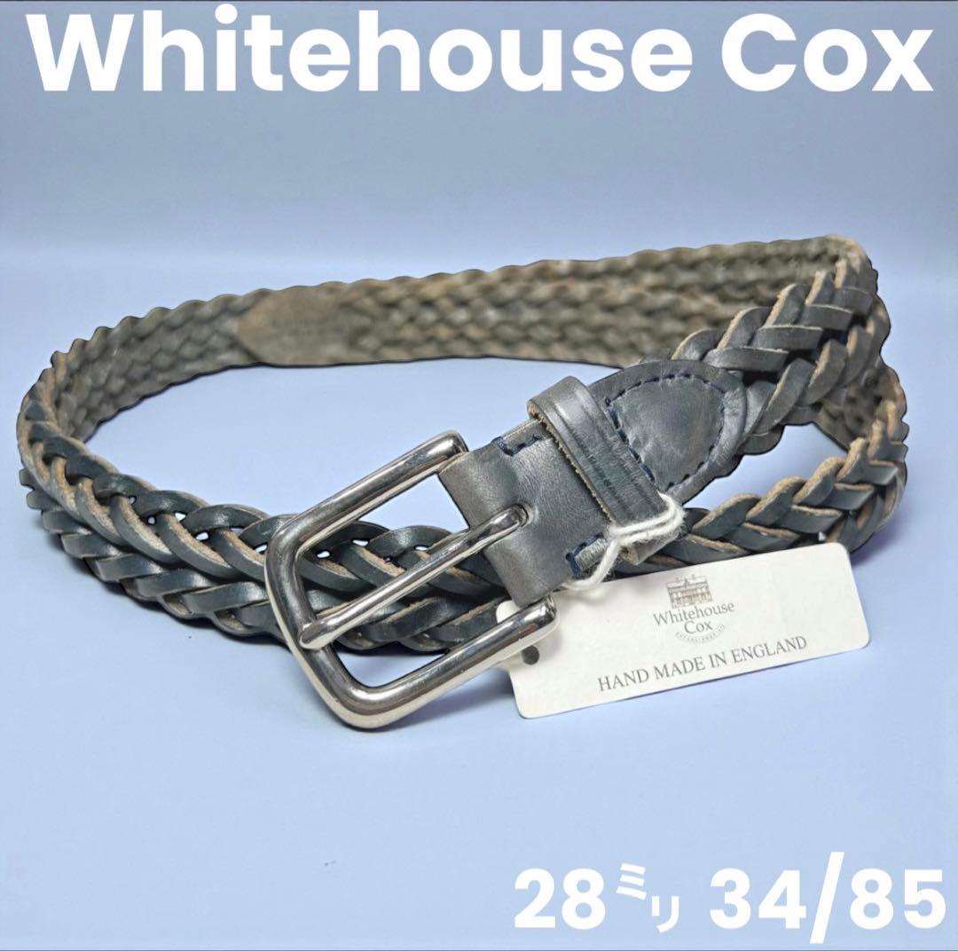 ホワイトハウスコックス28mmナローメッシュベルト 紺ネイビー34/85 M～Ｌ