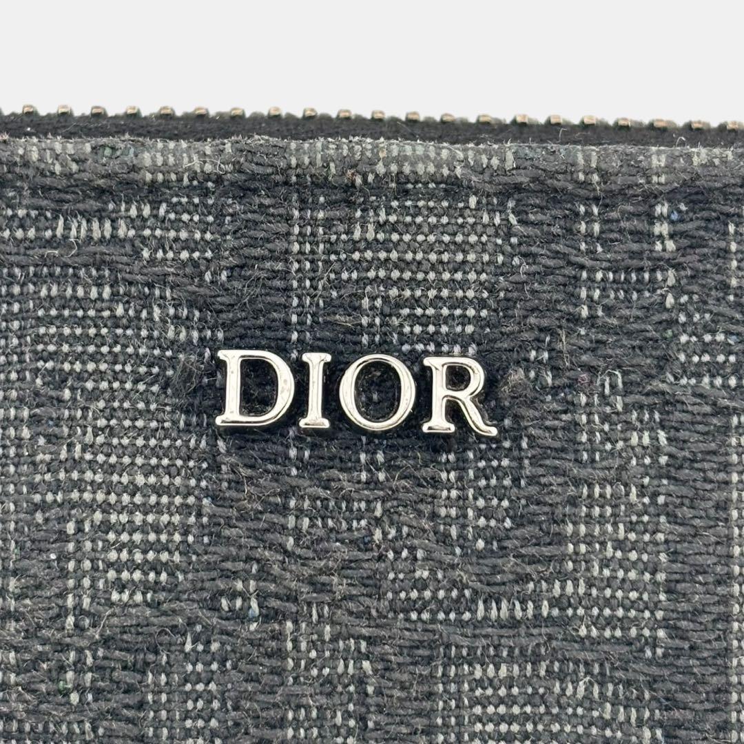 美品 ディオール ラウンドファスナー 長財布 オブリーク ジャガード ブラック