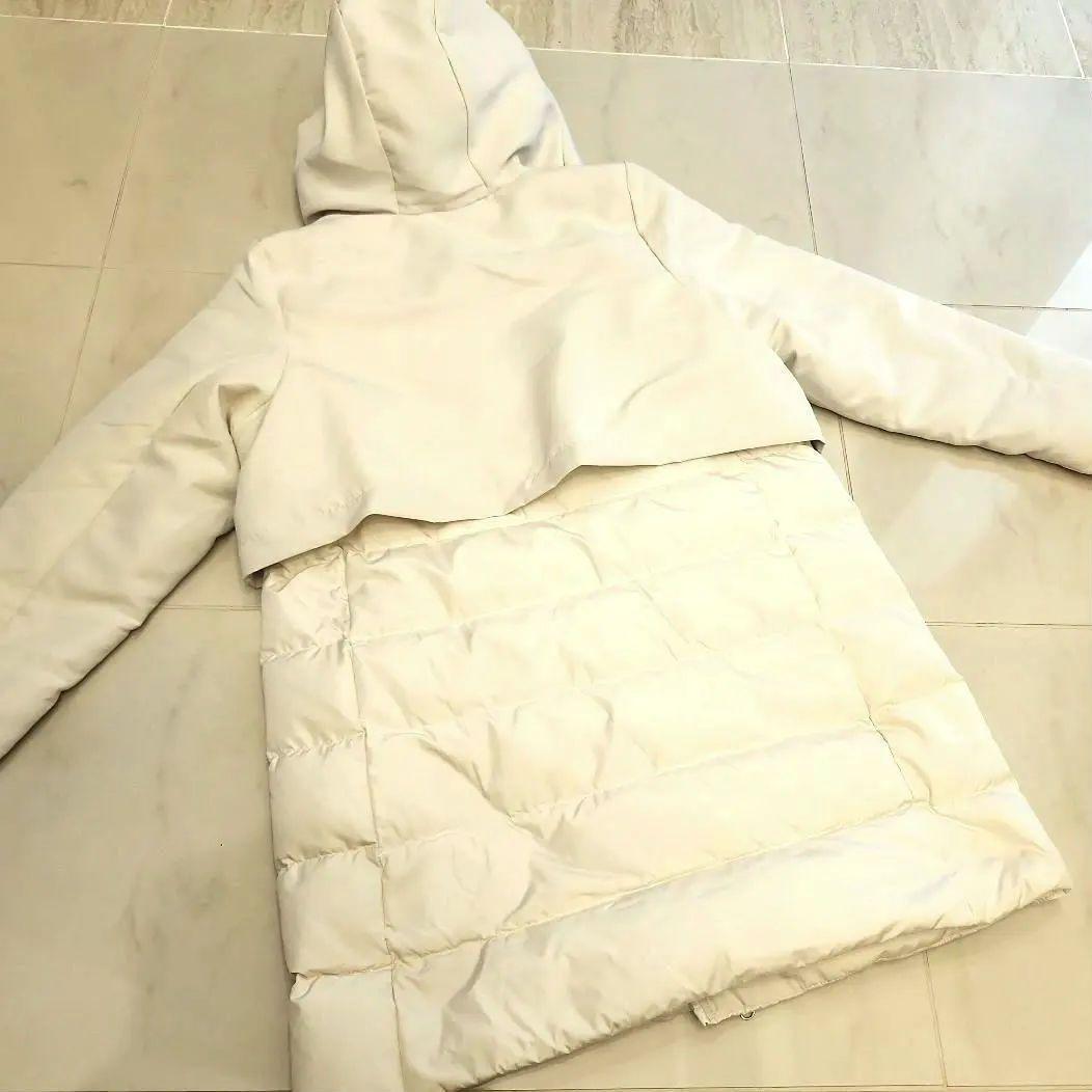お値下げ！【新品タグ付き】アイボリーのフーテッドダウンコート（LL)