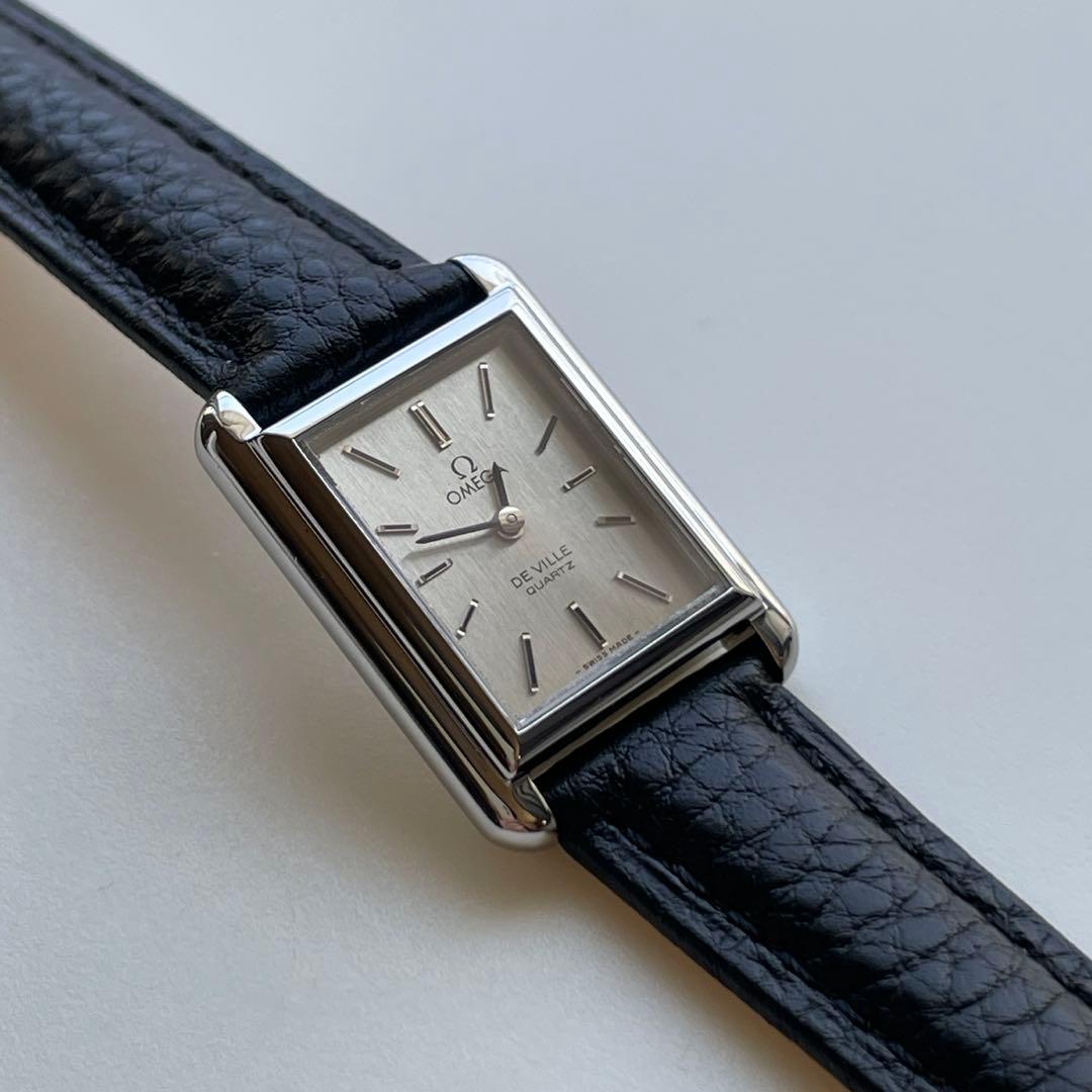 オメガ デビル レクタングル クォーツ式 レディース 革ベルトと電池は交換済み