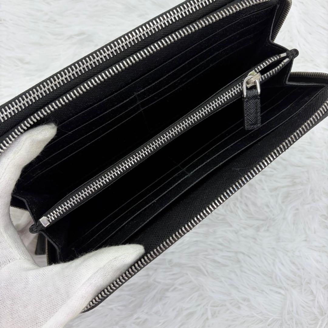 極美品✨プラダ　長財布　ダブルファスナー　トラベルケース　サフィアーノ　ブラック