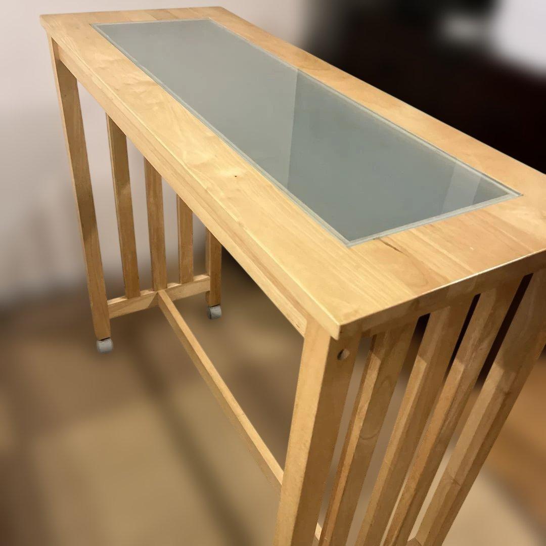 【6/30迄の出品】ガラストップカウンターテーブル ハイテーブル