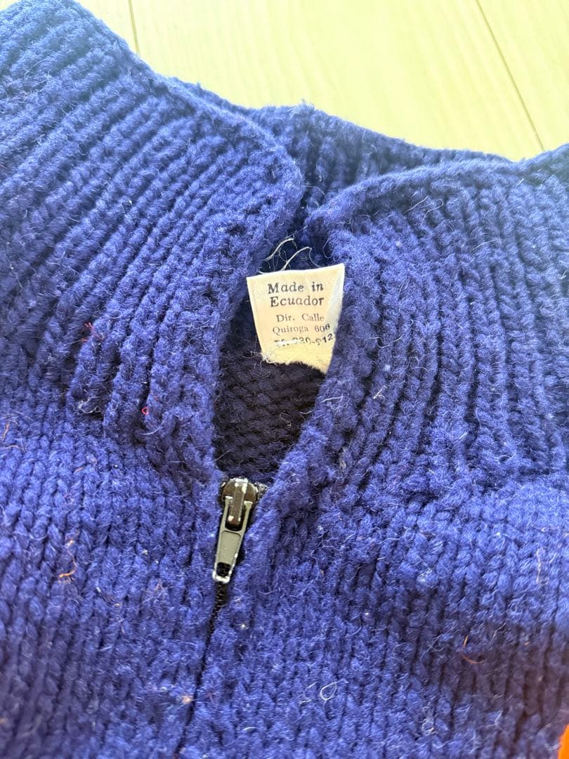 vintage エクアドル　ニット　フラワー　花　ビンテージ