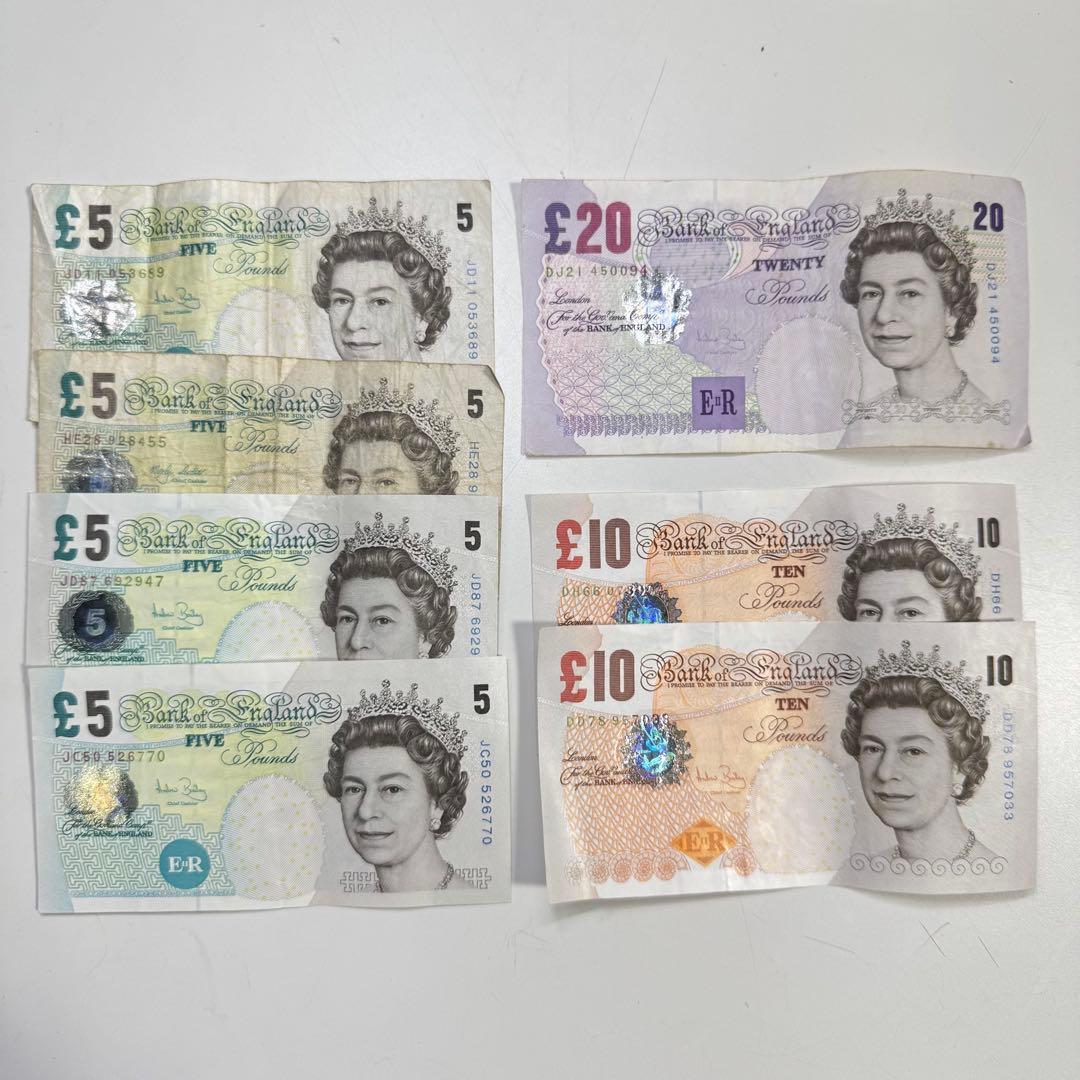 芙*子様 旧紙幣 イギリス紙幣 60ポンド £5 £10 £20 紙幣セット コ