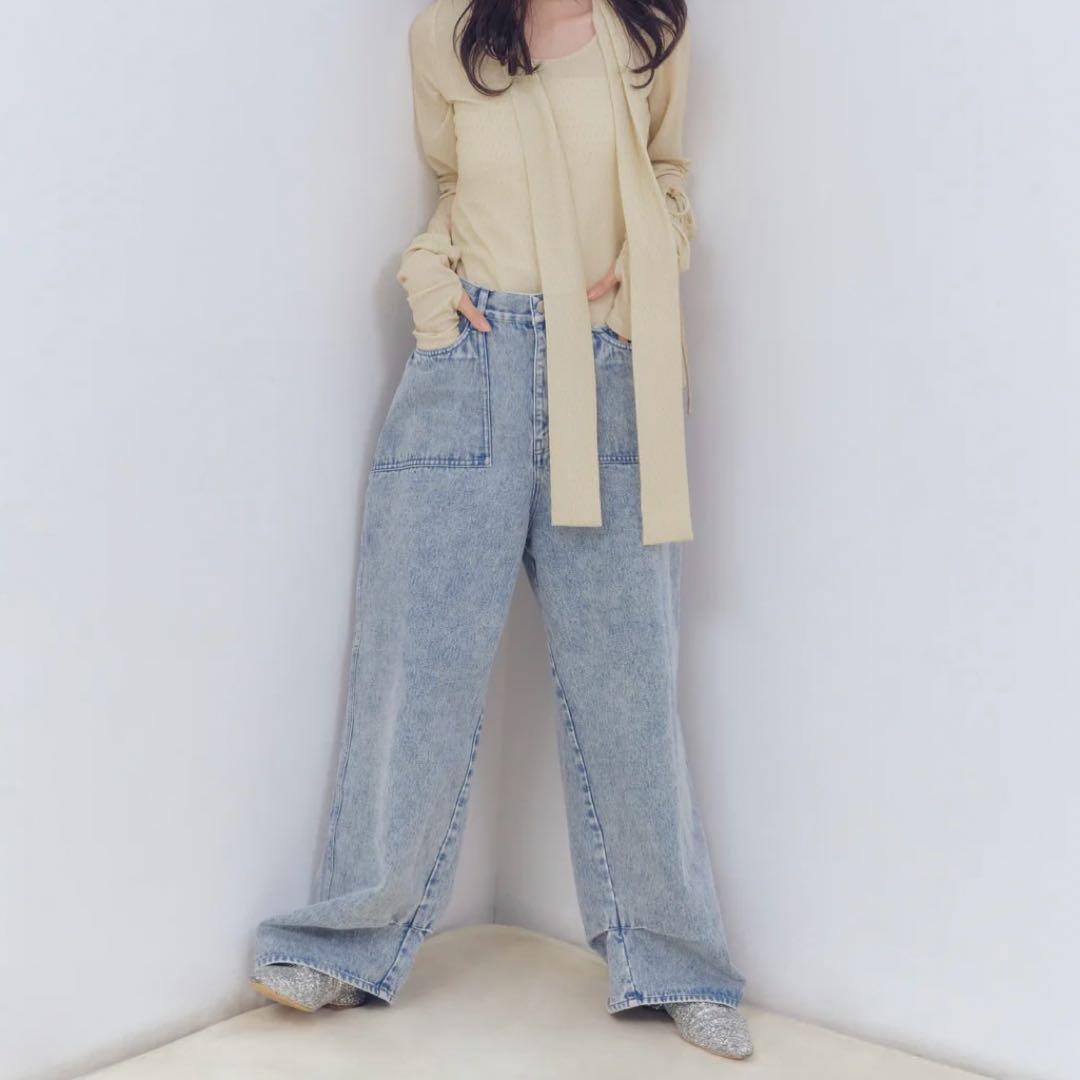 【andequal】back slit curve denim pants M