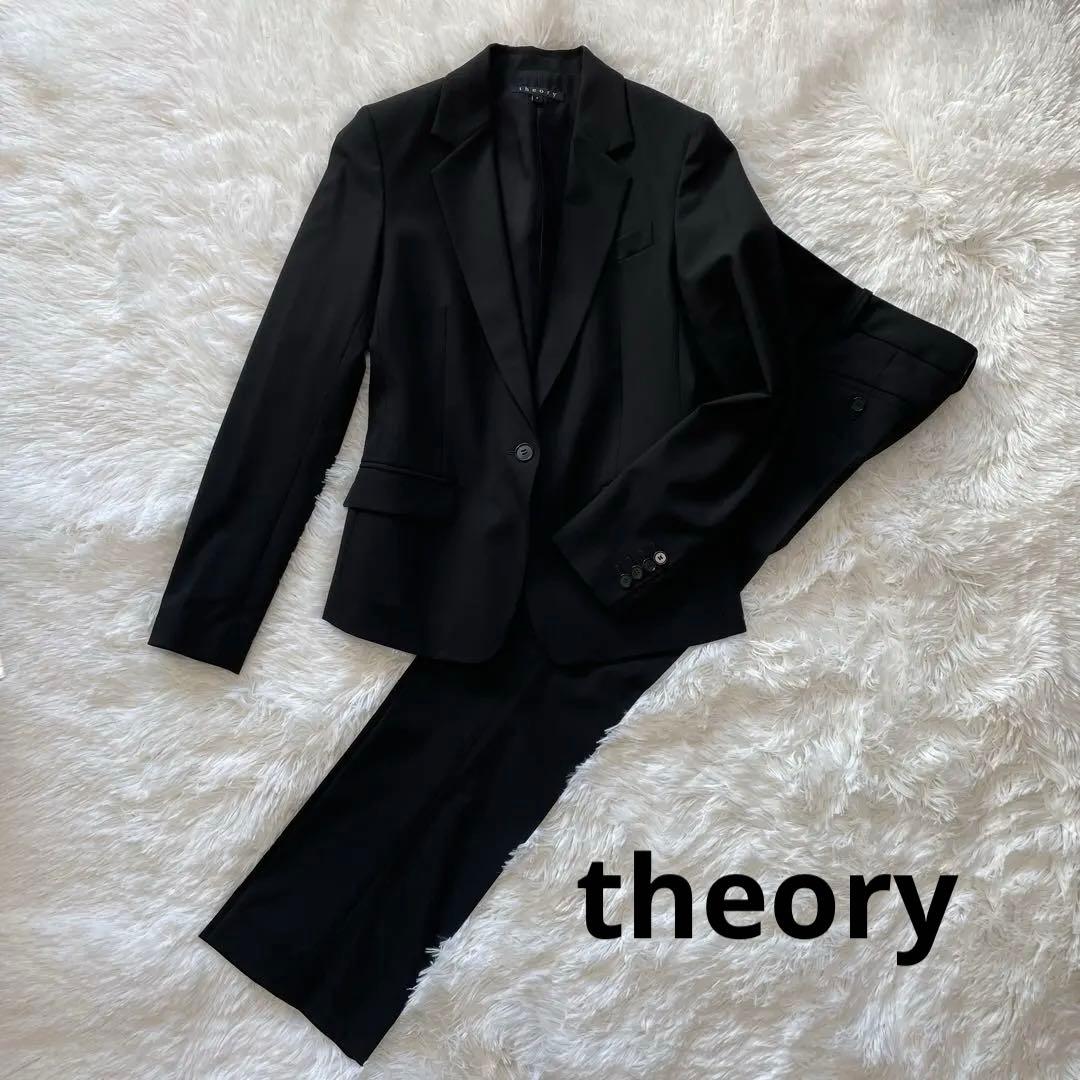 【美品】theory パンツスーツ　黒　シングルボタン　Mサイズ　ウール96%