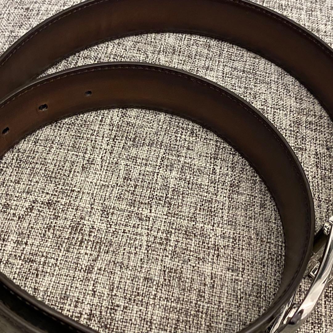 【超希少】ベルルッティ　ベルト　リバーシブル　カリグラフィー　メンズ　ブラウン