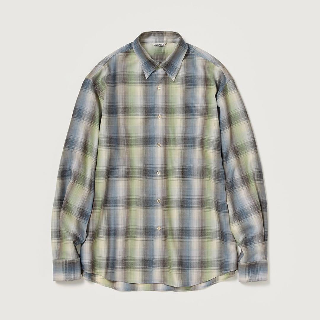 トップス auralee SUPER LIGHT WOOL CHECK SHIRT