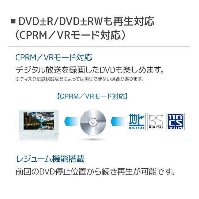 GRANPLE 防水 液晶テレビ DVD 録画 リモコン ポータブル ちょい録