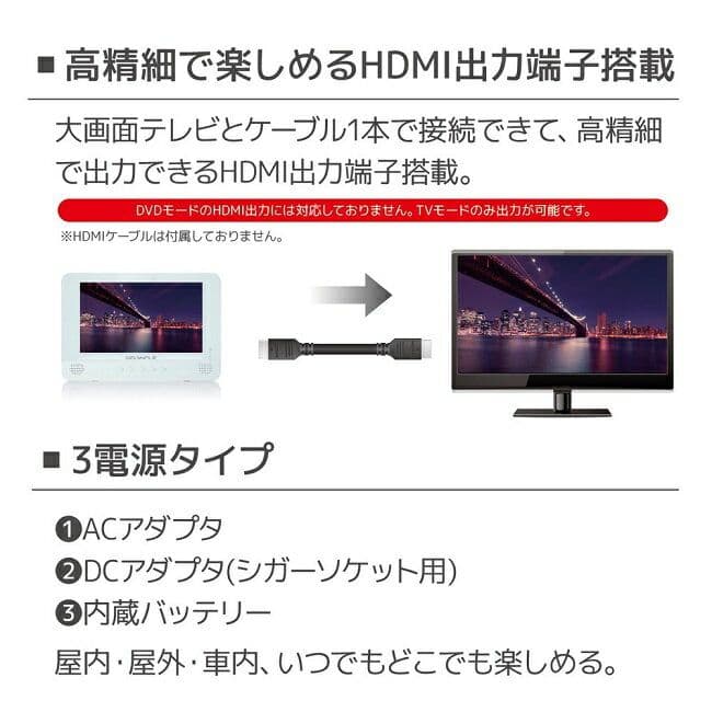 GRANPLE 防水 液晶テレビ DVD 録画 リモコン ポータブル ちょい録