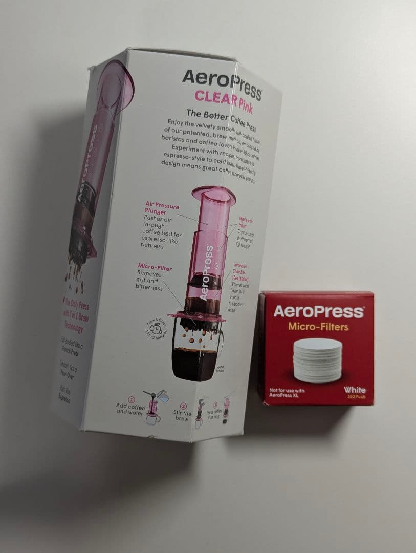 AeroPress エアロプレス　ピンク　ステンレスフィルター付き
