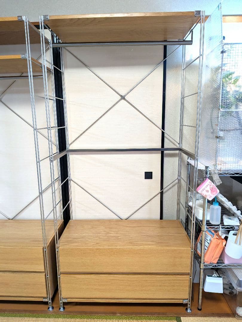 【美品】無印良品 ステンレスユニットシェルフ ワードローブ 棚 ラック 収納棚