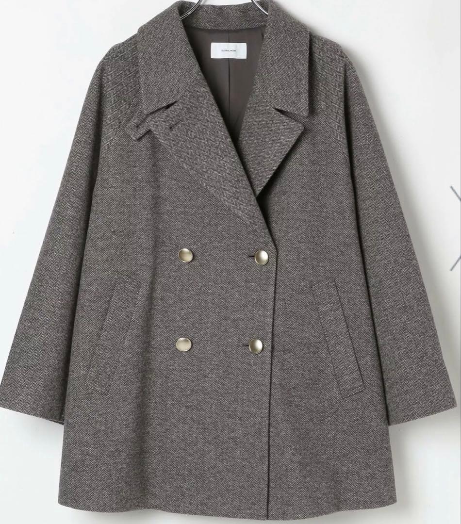 グローバルワーク　軽やかストレッチ襟2WAYミドルコート