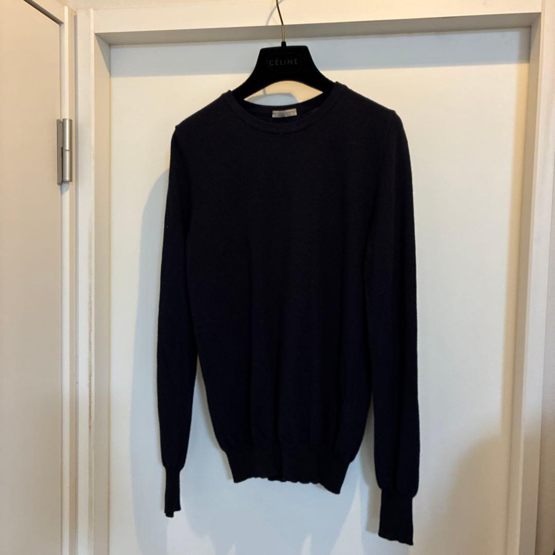 Bottega Veneta ネイビー クルーネックニット　シルクウール　46