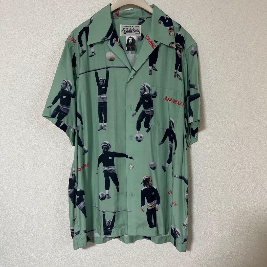ワコマリア　ボブマーリー　アロハシャツ　ミントグリーン
