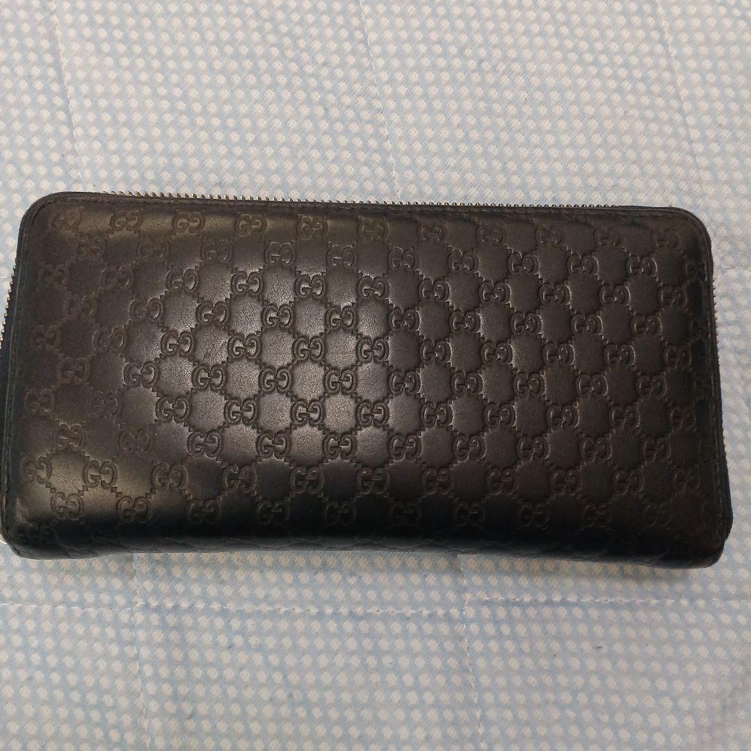Gucci GGパターン ネイビーレザー長財布