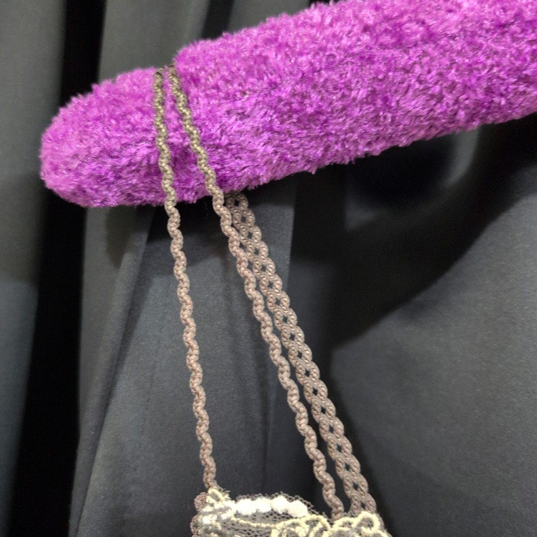 新品　サルート　薔薇刺繍　スリップ L　グレー　ドット柄